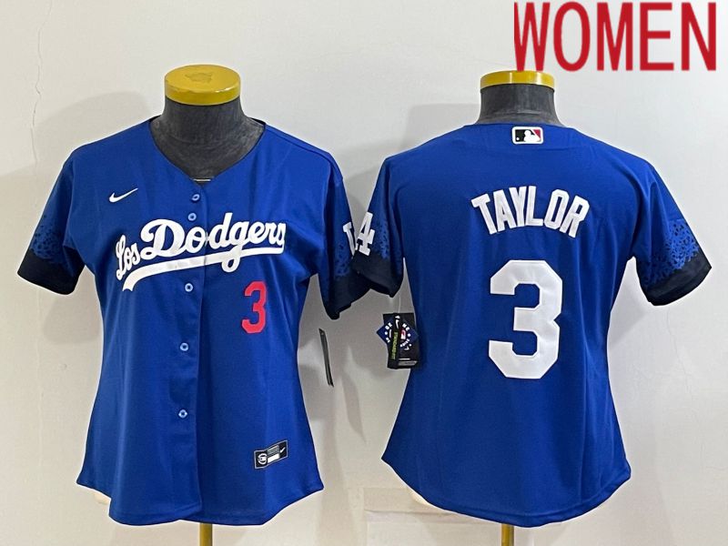 Women Los Angeles Dodgers 3 Taylor Blue City Edition Nike 2022 MLB Jersey
